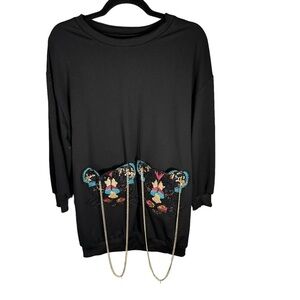 Tiger (juniors) long sleeve sweater dress w/ art deco pockets, black